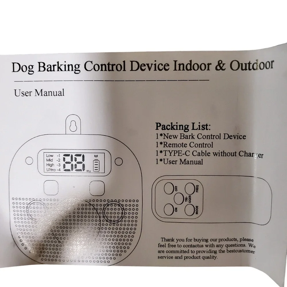 Sonic Anti Bark Control Device Rechargeable Remote Control Indoor Outdoor